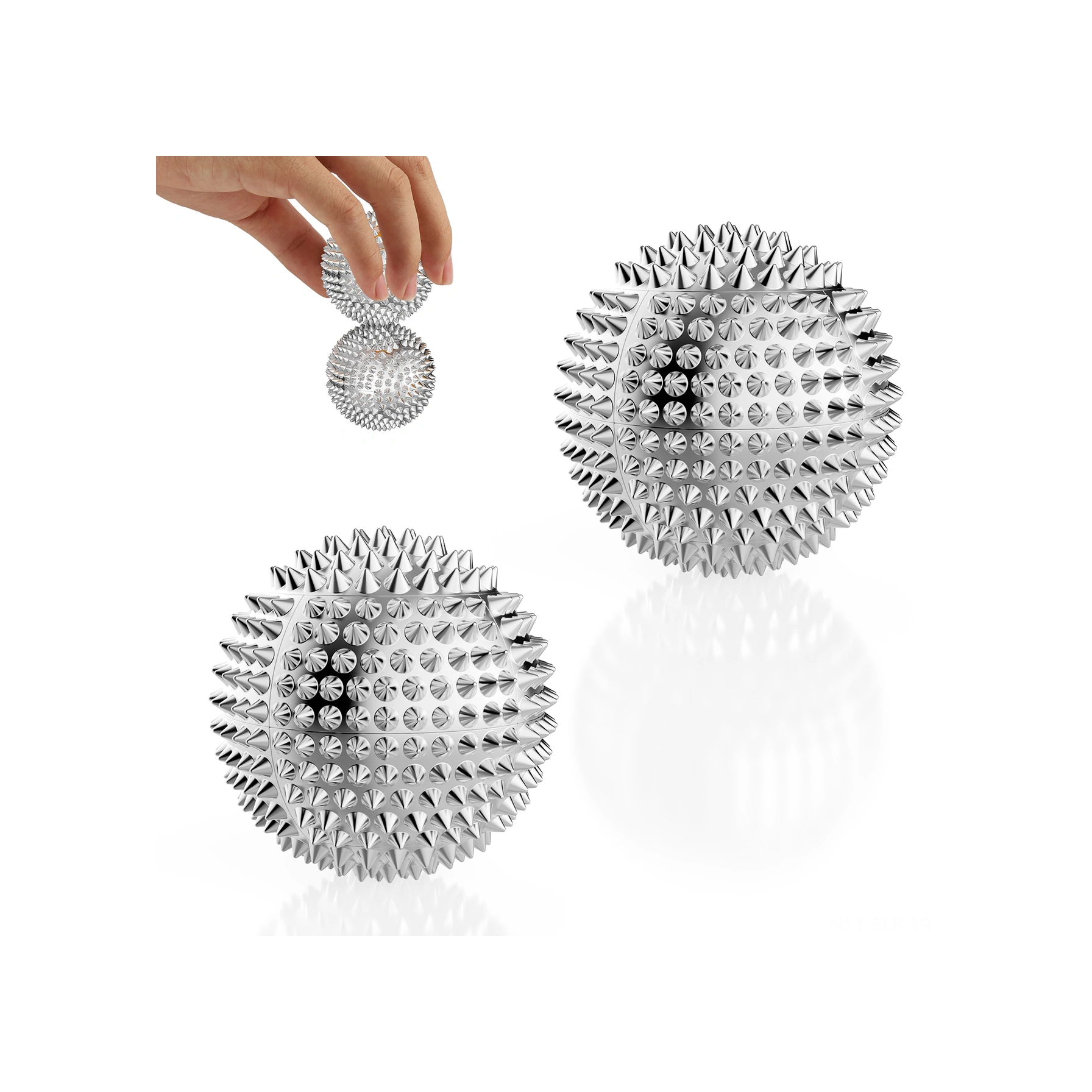 Xindoker 2 Adet Manyetik Masaj Topu - Kas Gevşetici, Parmak Ve Ayak Tabanı Masajı İçin, 4.7cm, Gümüş Renkli, Spor Egzersiz Rehberi Hediyesi Gümüş