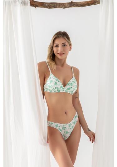 Pamuklu Desenli, Üçgen Sütyen Yeşil Mgp1961 Yeşil