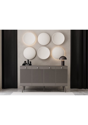 Melura Konsol 160 Cm %100 Mdf Lake Ahşap Ayaklı Gri
