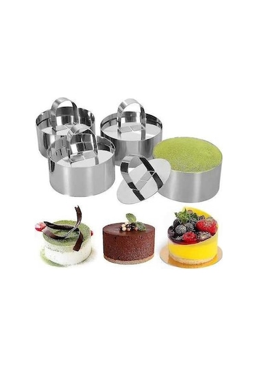 Ankatek Paslanmaz Çelik Kek Halkaları, 3x3 İnç, Ev Ve Restoran İçin Pastane Kalıbı Seti Diğer Diğer