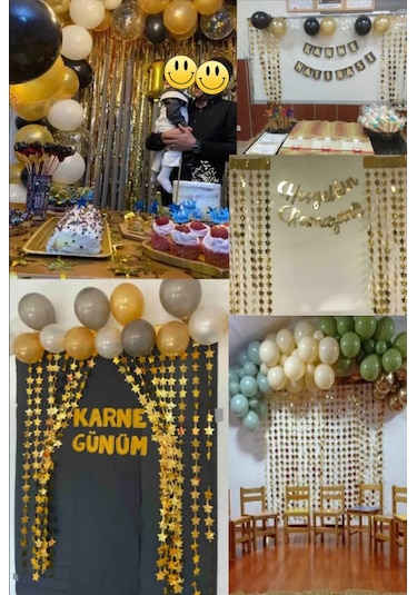 Gold Fon Arka Perde Işıltılı Yıldızlı Ramazan Bayramı Süsleri