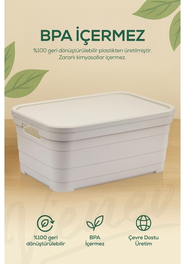 Vienev 4'lü Kapaklı 5 Litre Saklama Kutusu Mavi Mavi