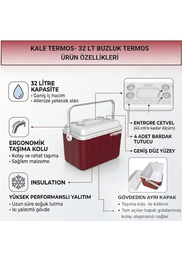 32 Lt Buzluk Termos 1015 Cooler Box Bordo-338