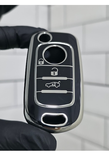 Fiat Egea Uyumlu Nano Anahtar Kılıfı Siyah Gümüş