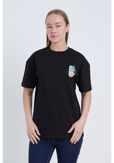 Velvoria Unisex Oversize Siyah Summer T-shirt