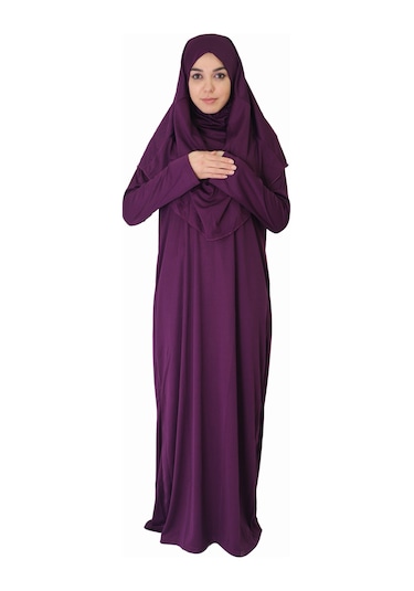 Koyu Mürdüm Fermuarsız Namaz Elbisesi