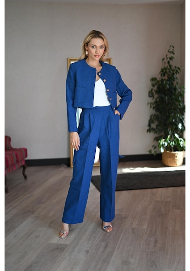 Lemajh Mavi Tuvit Takım Ceket-pant-mavi Mavi