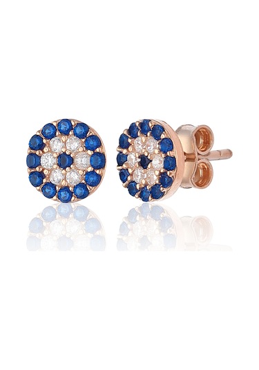 Zanaatsilver Gümüş Nazar Küpe Zirkon Taşli Rose Kaplama