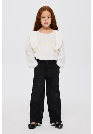 Panço Kız Çocuk Denim Pantolon Siyah