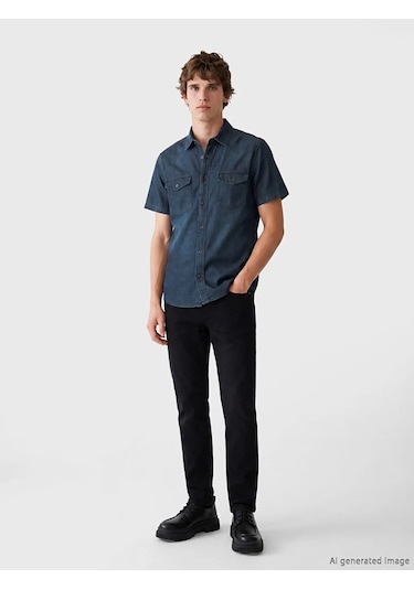 Lc Waikiki İndigo Regular Fit Erkek Jean Gömlek