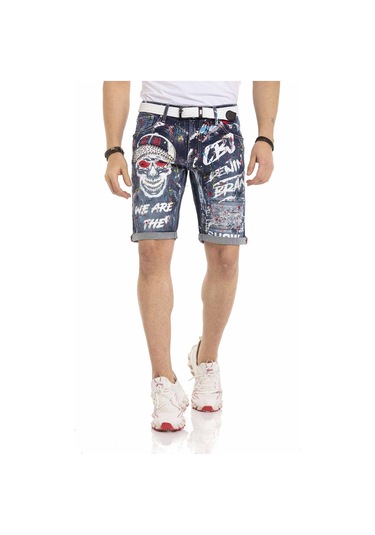 Ck255 Boyalı Erkek Kot Şort Mavi