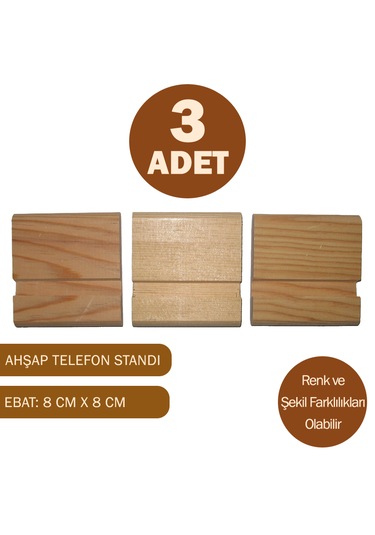 3 Adet Ahşap Telefon Tutucu Tablet Standı