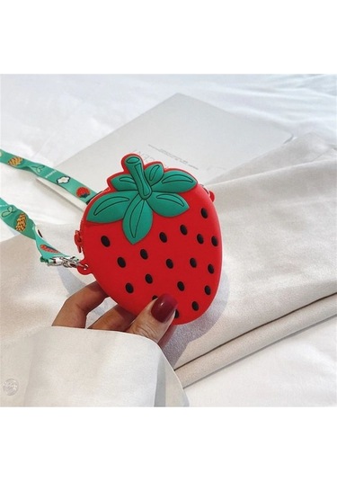 Fastbuy Çilek Figür Omuz Askılı Çanta, Çok Renk Seçenekli Açık Bej