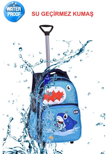 Alfa Mec Çekçekli Köpek Balığı Baskılı, Ortopedik Sırt Özellikli, İlkokul