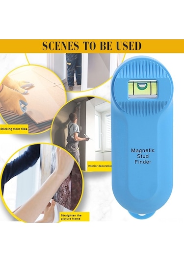 Ulzyvf Mıknatıslı Duvar Tarayıcı - Çivi Ve Metal Dedektörü, Hassas Merkez Bulma, 100x38x21mm Mavi Mavi