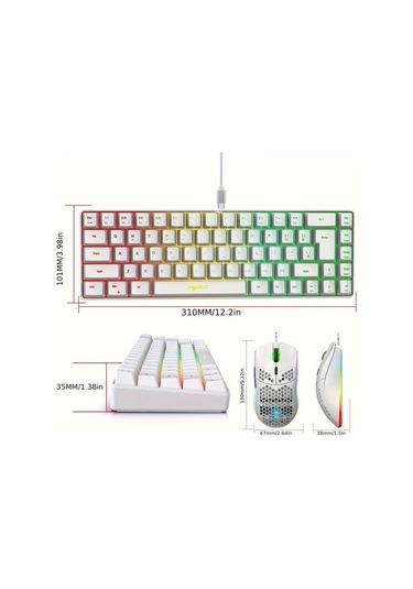 Xuweiwei V200+j900w Hxsj Rgb Klavye Ve Oyun Faresi 68 Tuş Mini Rgb Aydınlatmalı Kablolu Ps4 Xbox Pc Laptop Mac İçin Uygun Oyun Klavye Seti Diğer