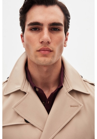 Ds Damat Regular Fit Koyu Bej Apoletli Beli Kemerli Pardösü/trenckot 1hf08ort00013 918