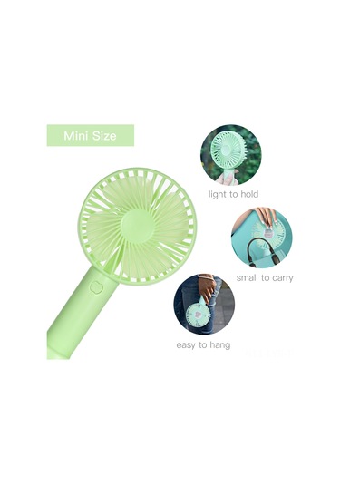 Ranyeek Usb Çalışır Masaüstü/el Tutulu Ev-ofis Seyahat Fanı, 3 Hız Ayarı, Yeşil Pil Yok
