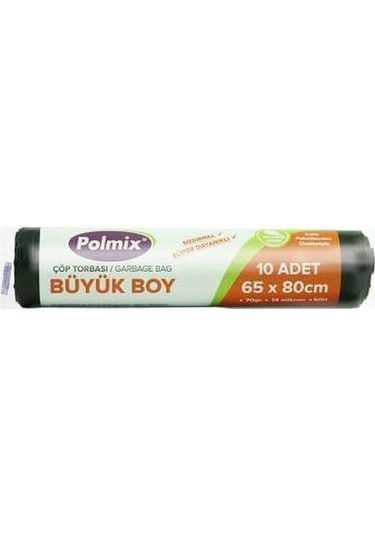 Polmix Standart Büyük Boy Çöp Poşeti Siyah 5 x 10'lu 65 x 80 CM