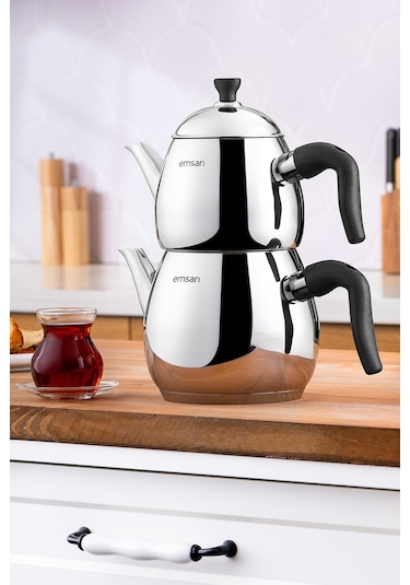 Emsan Duru Midi Çaydanlık Takımı Siyah 1.0 - 2.0 Lt Siyah