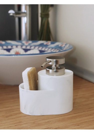 The Mia Marble Süngerli Sıvı Sabunluk 400 Ml Sbn0081 Beyaz