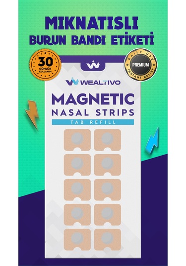 30 Çift 60 Adet Mıknatıslı Burun Bandı Yedek Bant - Refill Pake