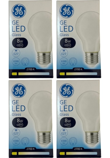 General Electric 8w 2700k Sarı Işık E27 Duylu Led Cam Ampul 4 Adet