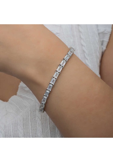 Casera's Gümüş Beyaz Taşlı Su Yolu Kadın Set Csr2185457 Gümüş