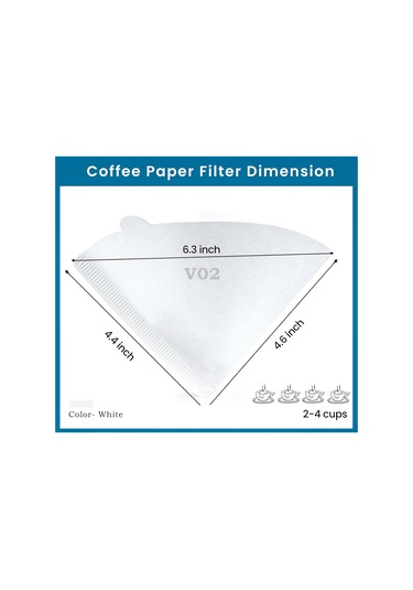 Ruicoo "v60 Kahve Filtre Kağıdı - 100 Adet, Premium Aromalı, Çevre Dostu, Kolay Kullanım" Beyaz