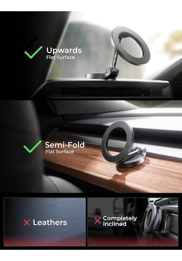 360 Dönebilen Magsafe Mıknatıslı Magnetik Stand Araç İçi Telefon Tutucu Wireless Şarj Yapmaz Siyah