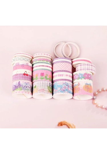 Dikdörtgen Vintage Washi Tape Bant Yapışkanlı Maskeleme Kağıdı Desenli Bant 20'li - Sunny Day 1