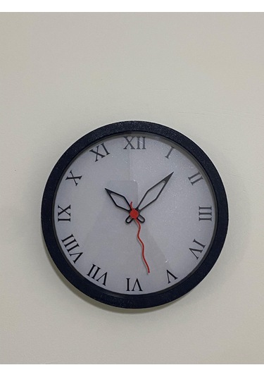 Roma Rakamlı Şık, Klasik Beyaz Ve Siyah Kasa Duvar Saati Siyah