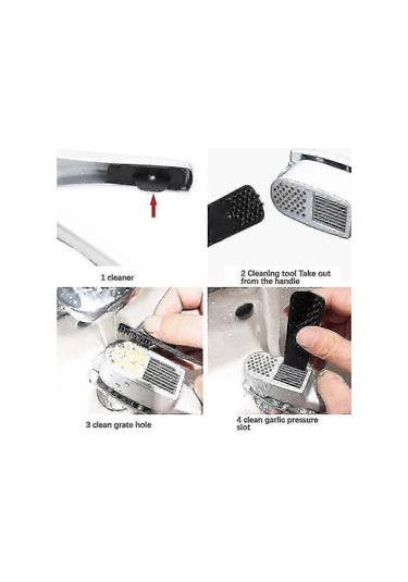 Sarımsak Presi 2'si 1 Arada, Ergonomik Saplı Alüminyum Sarımsak Kıyma Dilimleyici Kırıcı Pişirme Aletlerigümüş Siyah