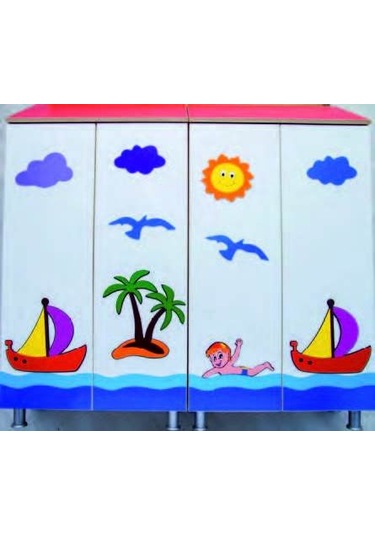 Çatili Bulut Figürlü Vestiyer Çok Renkli