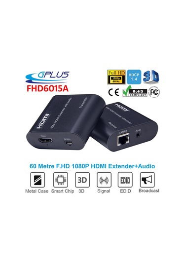 Gplus FHD6015A 60 M Full HD HDMI Extender Audio Ses Alıcı Verici