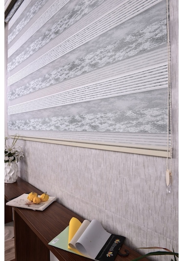 Gri Düz-pliseli Etek Dilimsiz 10790-v11 Zebra Stor Güneşlik Perde