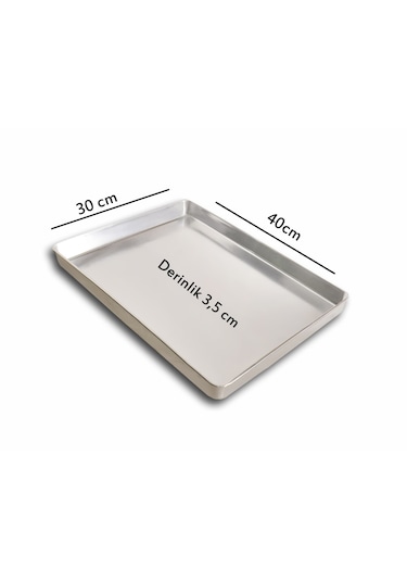 5 Adet - Tek Kullanımlık Alüminyum Tepsi - 30x40x3,5 Cm 185 Gr Gri