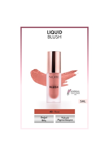 Note Cosmetique Liquid Blush Nemlendirici Etkili Likit Allık - 40 Rose