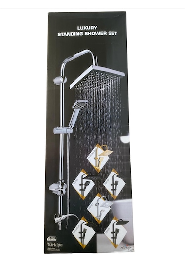 Byka Siyah Başlıklı Kaliteli Robot Kare Duş Sistemi Çok Fonksiyon Siyah