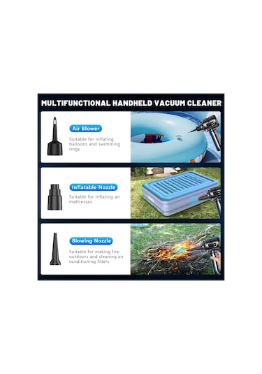 Turbo 16.000 Pa Emiş Gücü Uzun Şarj Süreli Araç Süpürgesi Ev Araba Şarjlı Süpürge