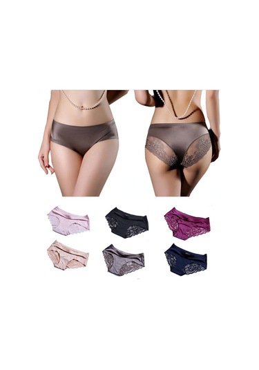 Siyah Kadın Traceless Buz Ipek Iç Çamaşırı Lüks İnci Dantel Dikiş Üçgen Külot Siyah