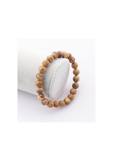 Tesbih Sakarya Jasper Taşı Doğaltaş Unisex Bileklik Kahverengi