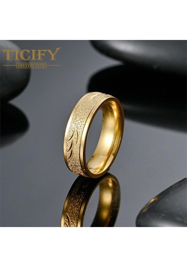 Siyah Işık Lüks Tasarım Sensörü Titanyum Çelik Yüzük Oyma Heykel Mat Hiçbir Renk Niş Çift Yüzük Moda Takı 8 Siyah