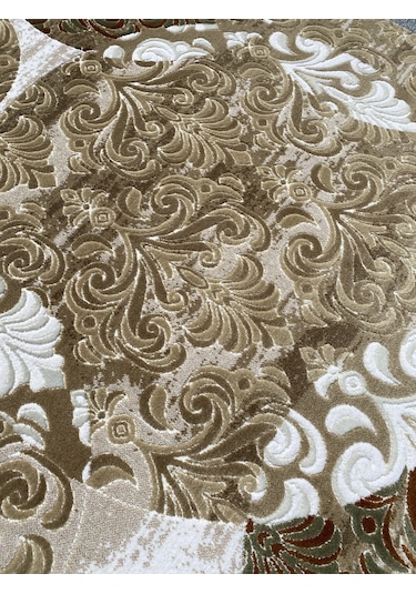 Saray Halı Lüks Nepal 12397 150x230 Vizon Kiremit Krem 4 M2 Halı