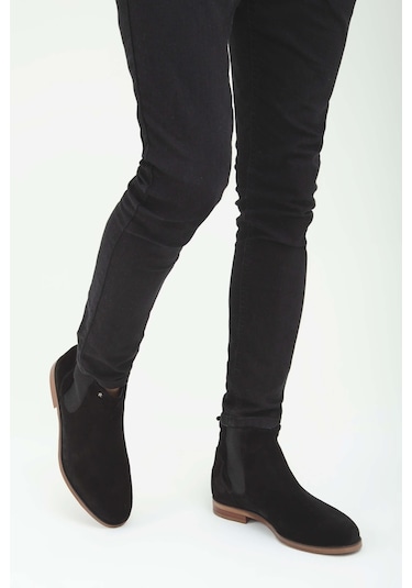 Tamer Tanca Erkek Hakiki Deri Siyah Süet Casual Bot 383 3655 B Erk Bot Sk19/20 Sıyah Suet