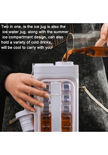 2'si 1 Arada Buz Küpü Kalıp Su Isıtıcısı Taşınabilir 17 Izgaralı Buz Yapıcı Şişesi Bpa İçermez, Fda Sertifikası Yok - Beyaz