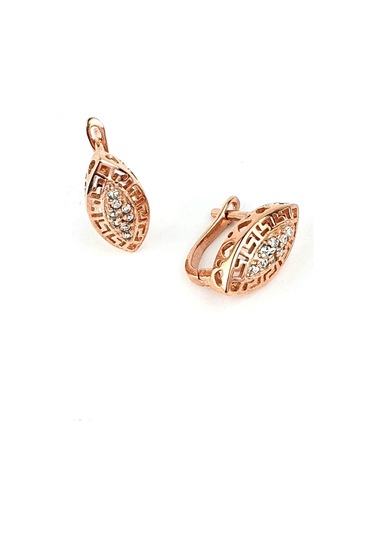 Zirkon Taşlı 925 Ayar Gümüş Rose Küpe N11.99044