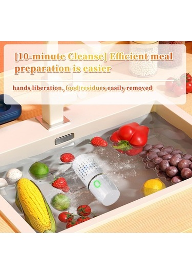 Besthome1 Gezici Meyve Sebzeyi Temizleyici - Etkili, Taşınabilir Usb Şarjlı Beyaz Beyaz