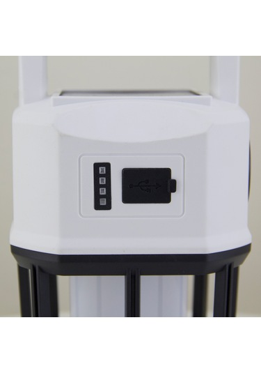 Powerbank Özellikli Solar Güneş Enerjili Ve Usb Şarjlı Kamp Lambas3 Modlu 600lmn Beyaz