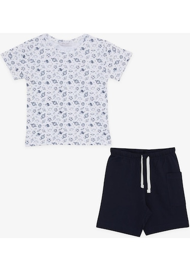 Breeze Girls & Boys Erkek Çocuk Şortlu Takım Uzay Temalı 1.5-5 Yaş, Ekru-ekru Ekru